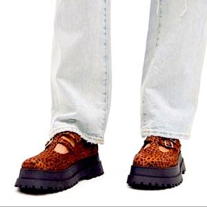 UO platform pony-hair Mary Jane’s. Leather upper